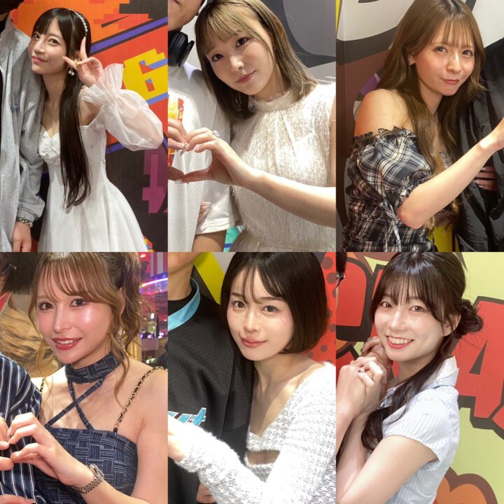 【画像】お盆休みに無料av女優イベントで六人のav女優とツーショットを撮った猛者が現れる